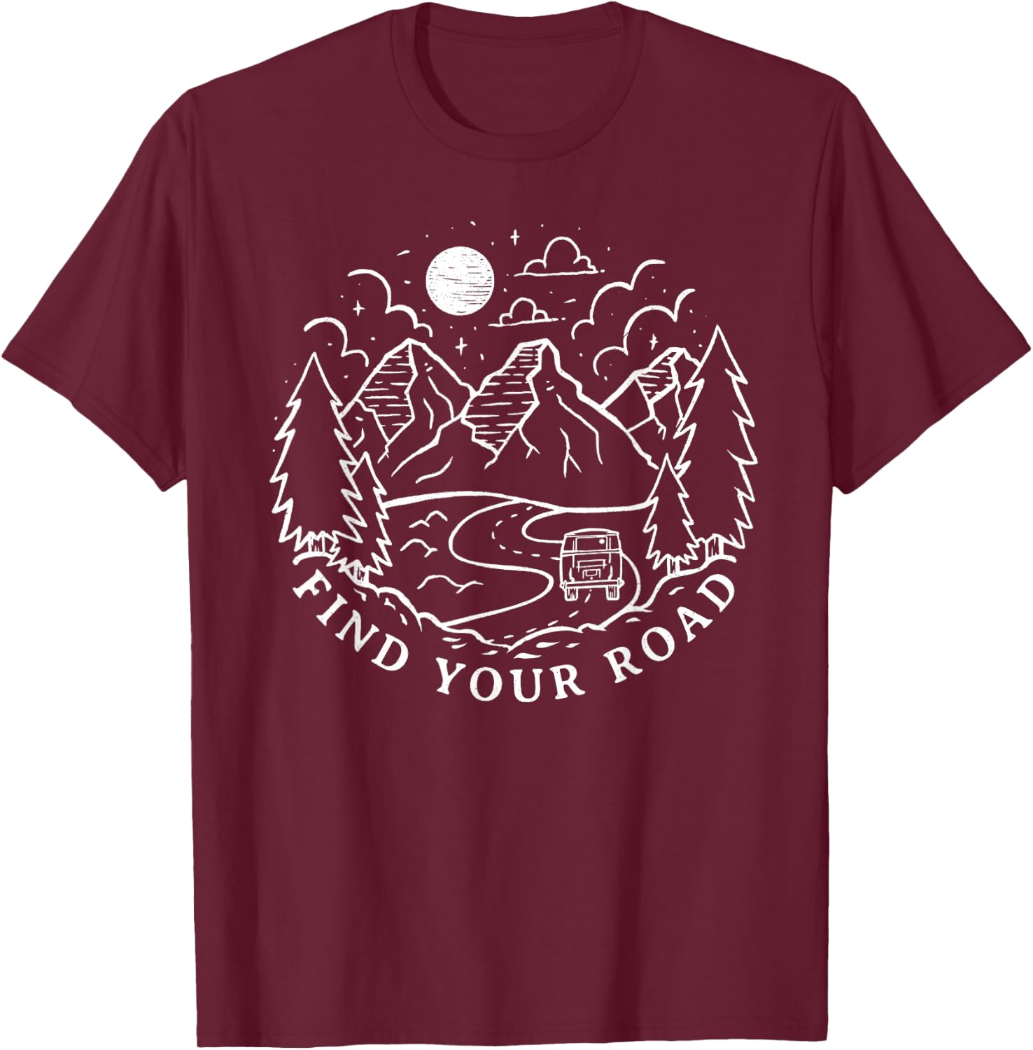 Vintage Retro Find Your Road Boho Peace Hippie Camping Gift T-Shirt - T-Shirt | Maroon