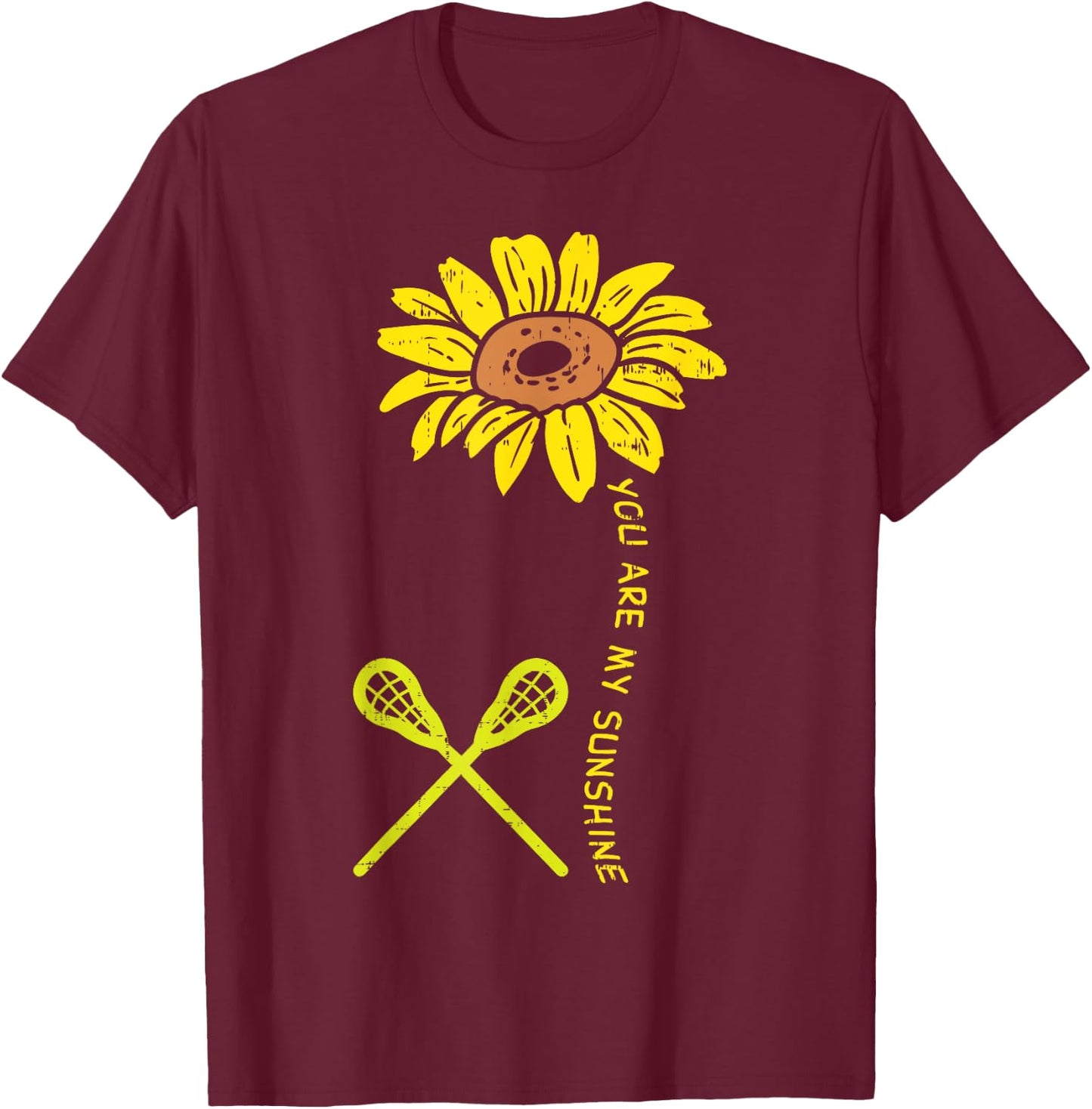 Sunflower Sunshine Lacrosse Lax Player Goalie Men Women Kids T-Shirt - T-Shirt | Maroon