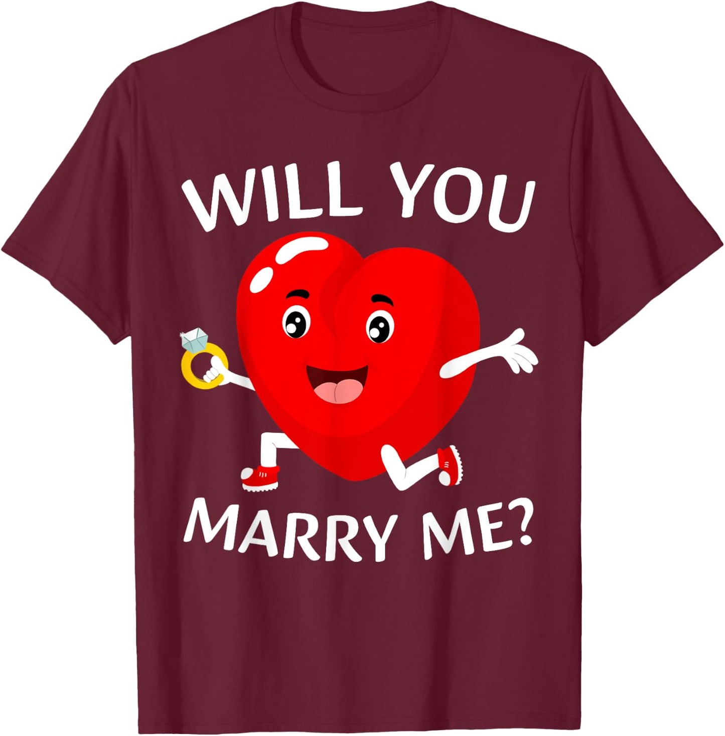 Will You Marry Me? Love Heart Marriage Proposal Wedding Art T-Shirt - T-Shirt | Maroon