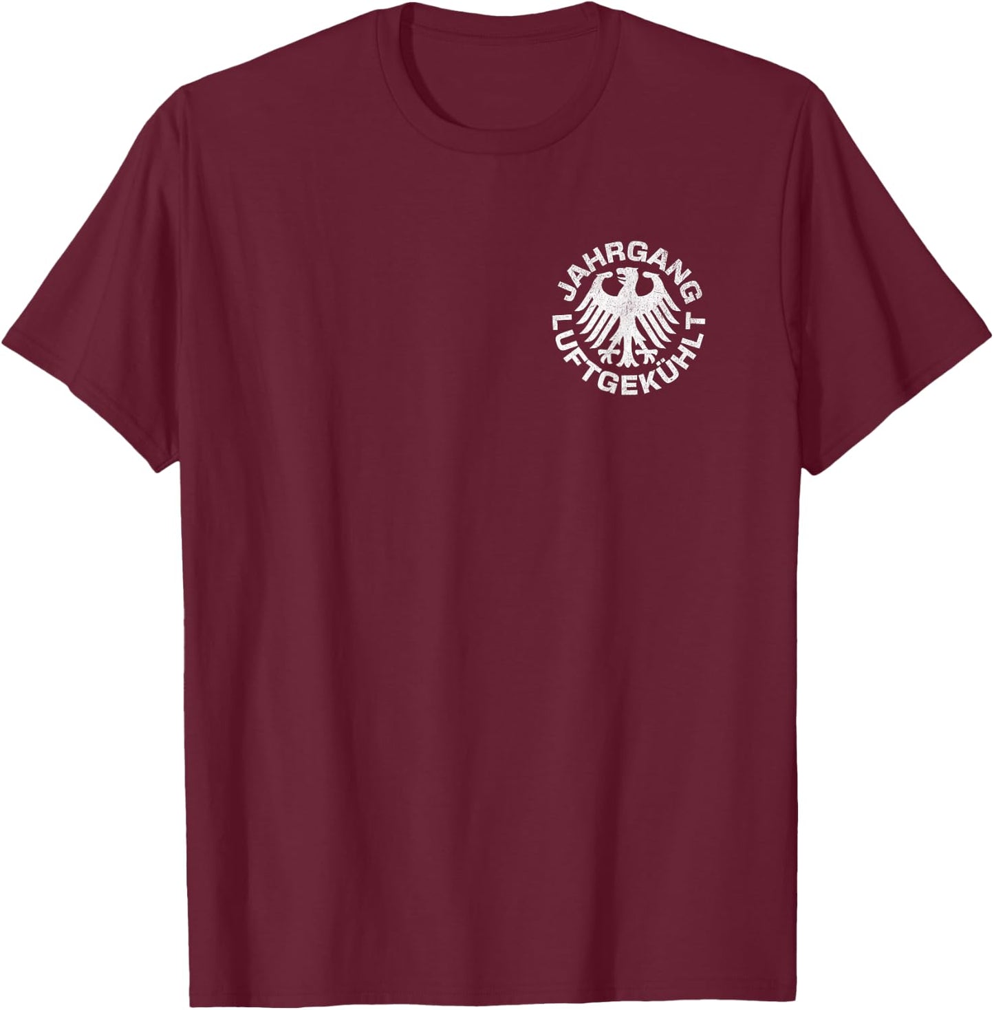 Front and Back "Vintage Air-Cooled" German Motorsport Racing T-Shirt - T-Shirt | Maroon