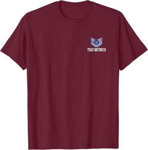 Retired E-6 Technical Sergeant TSgt Rank Insignia Logo Papa T-Shirt - T-Shirt | Maroon