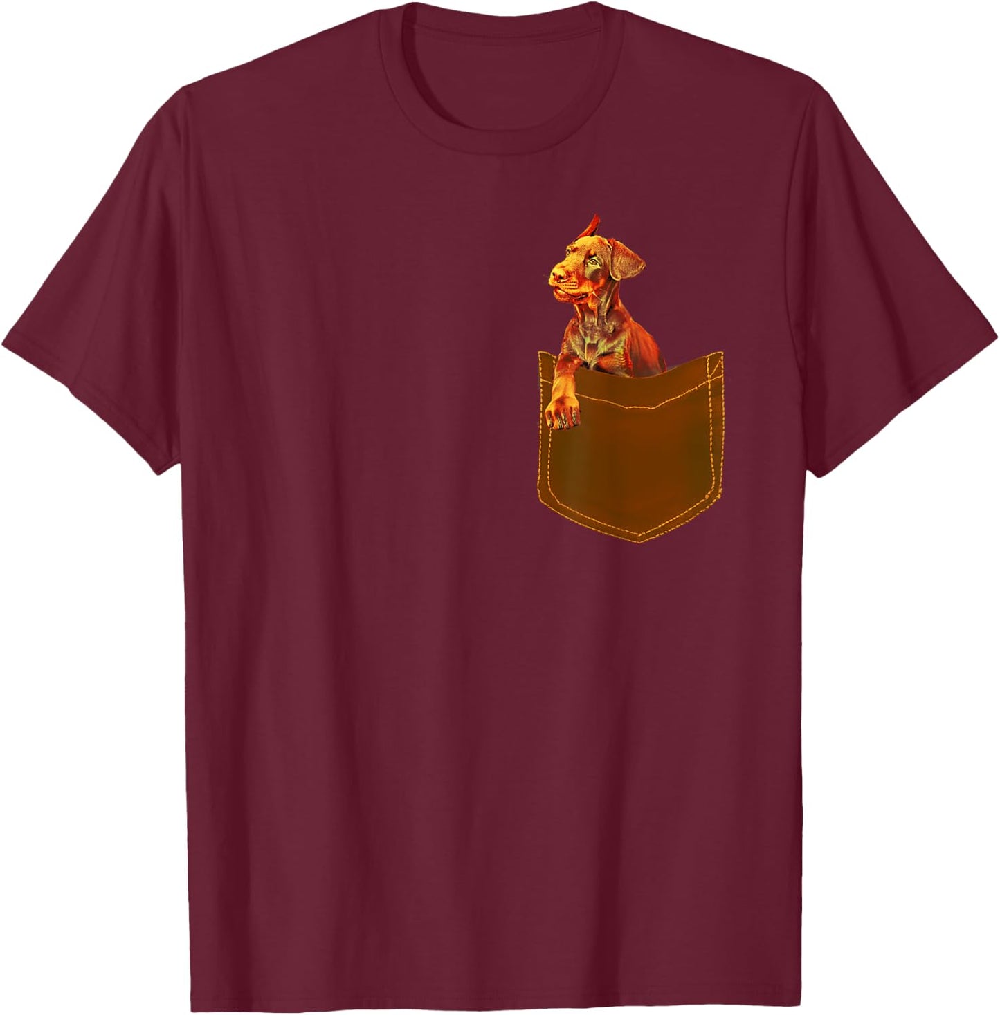 Doberman Shirt - Doberman Puppy in Pocket Women Kids T-Shirt - T-Shirt | Maroon