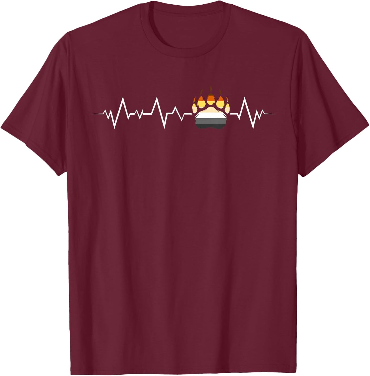 Fierté Ours Battement Cœur Patte Bear Flag T-Shirt - T-Shirt | Maroon