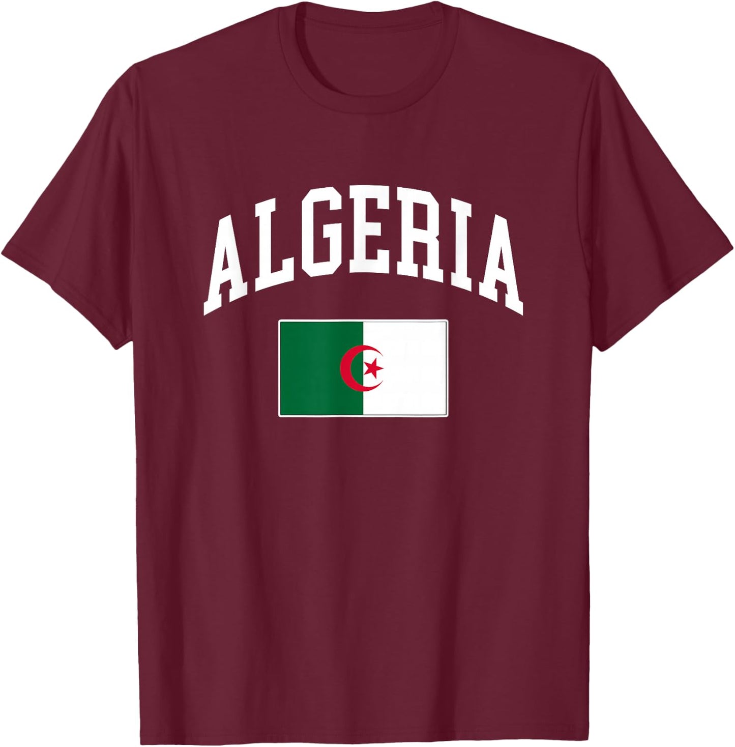 Algeria Algerian Flag Retro Vintage Classic Graphic T-Shirt - T-Shirt | Maroon