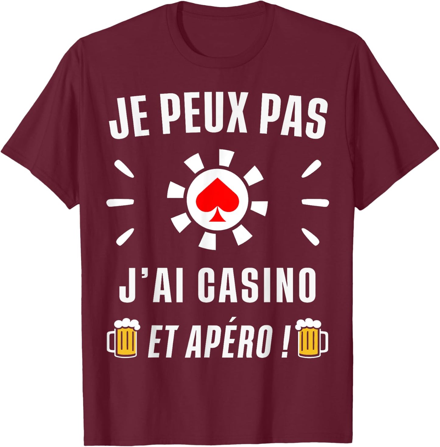 I Can't Have Casino , Black, S T-Shirt - T-Shirt | Maroon