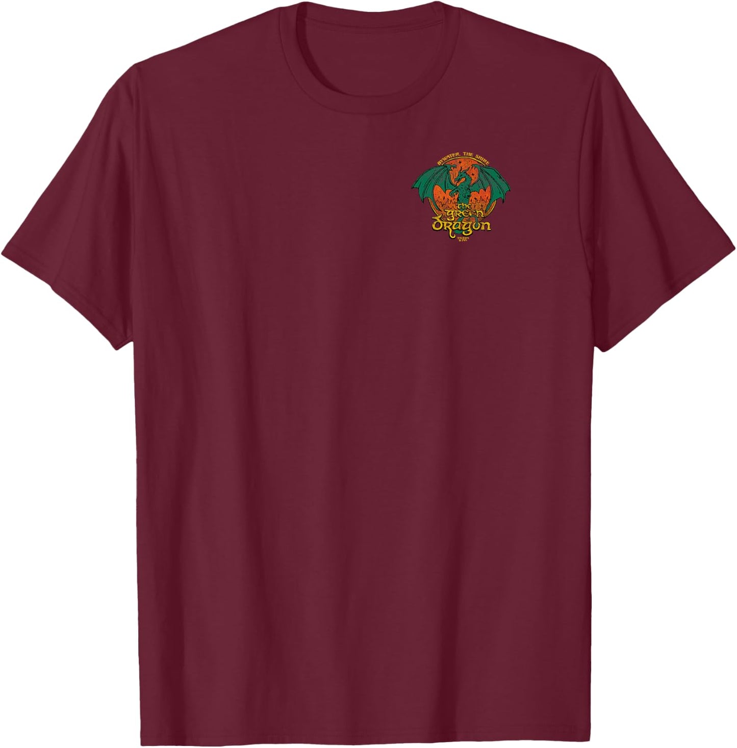 The Lord of the Rings Green Dragon Front and Back T-Shirt - T-Shirt | Maroon
