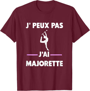 Je peux pas j'ai Majorette , Black, Female X-Small T-Shirt - T-Shirt | Maroon