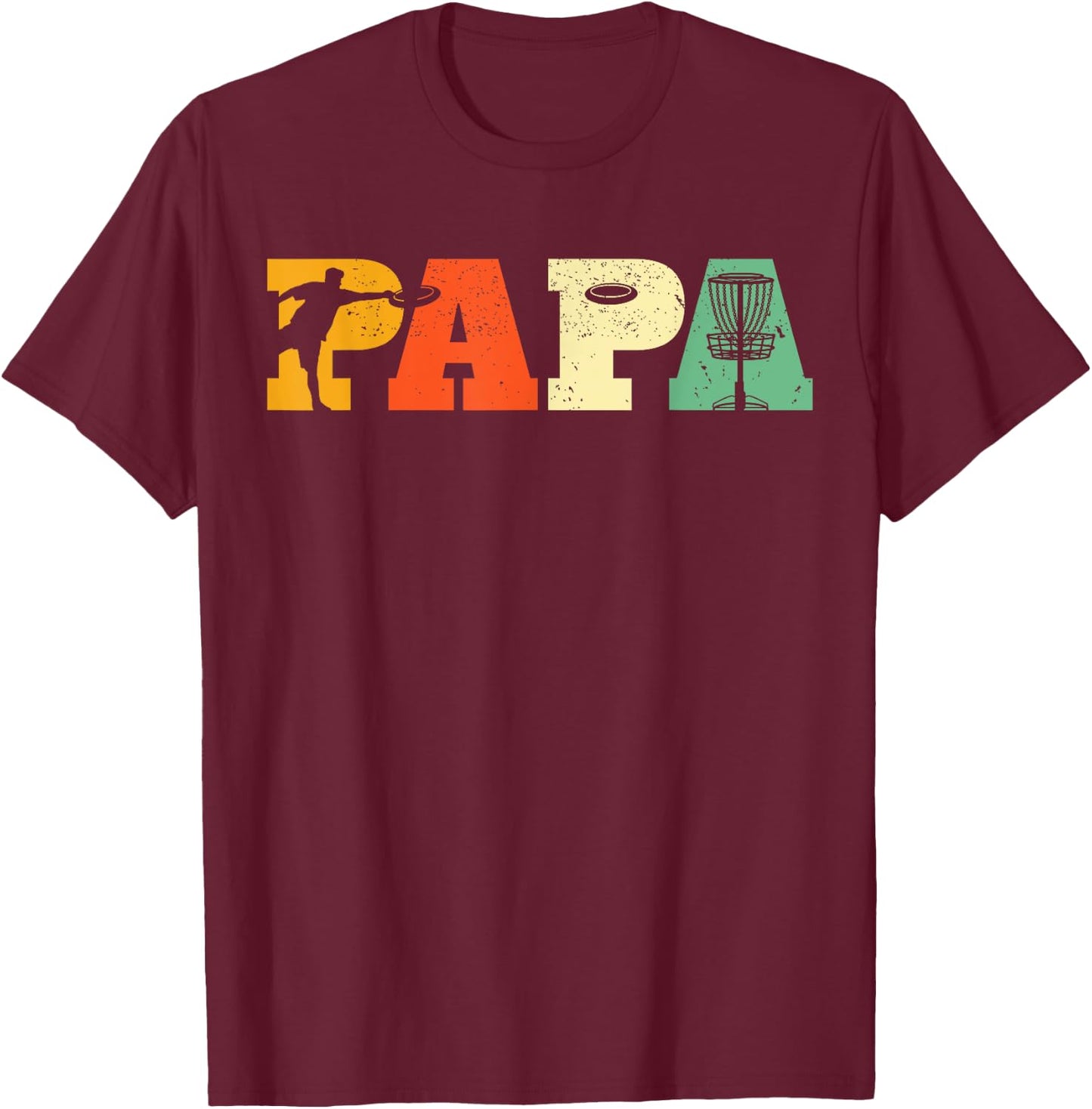 Papa Disc Golf Lover Frisbee Golfing Dad Father Sports Gifts T-Shirt - T-Shirt | Maroon