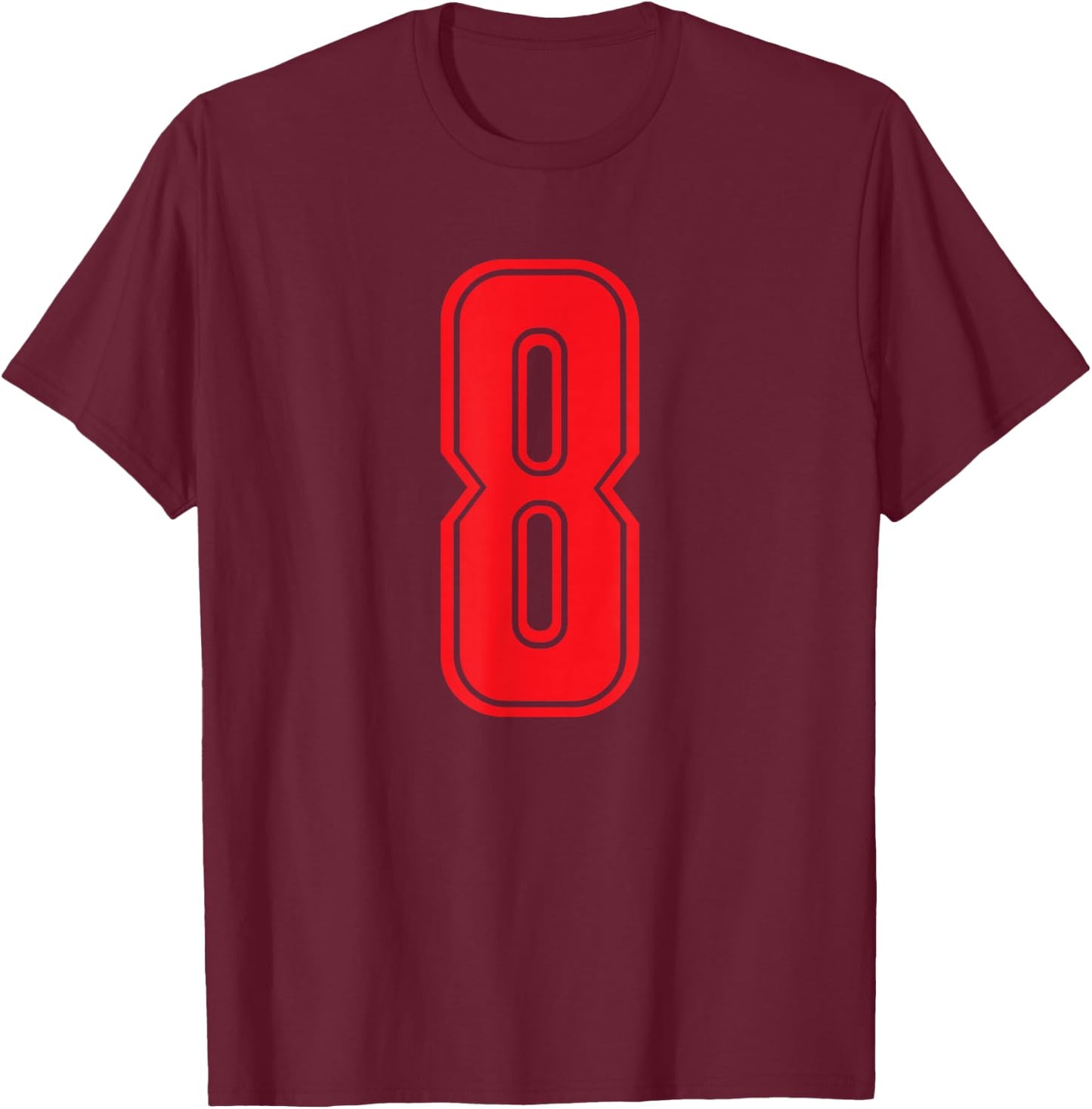 Number #8 Red Sportuni Number 8 T-Shirt - T-Shirt | Maroon