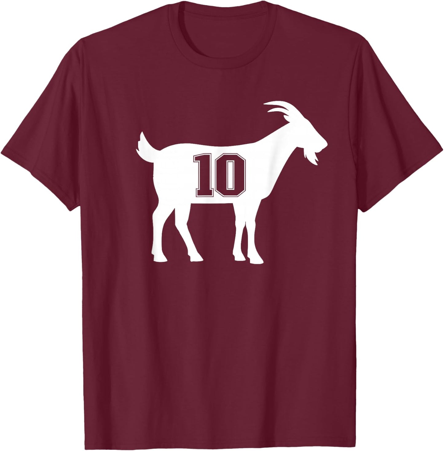 Goat 10 G.O.A.T. Number Ten Goat T-Shirt - T-Shirt | Maroon