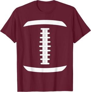 American Football Ball Costume Lace Up Thanksgiving Football T-Shirt - T-Shirt | Maroon