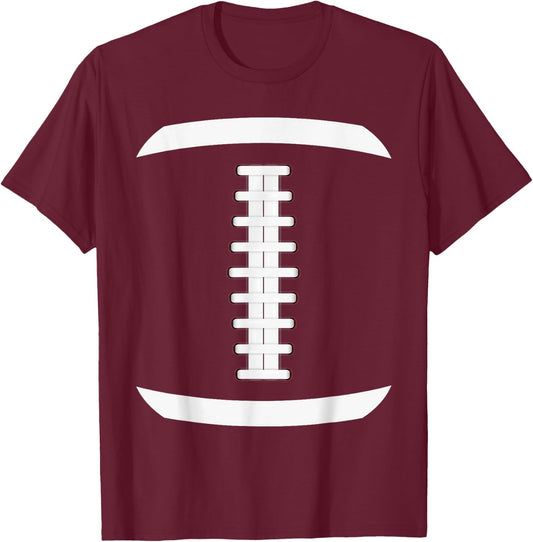 American Football Ball Costume Lace Up Thanksgiving Football T-Shirt - T-Shirt | Maroon