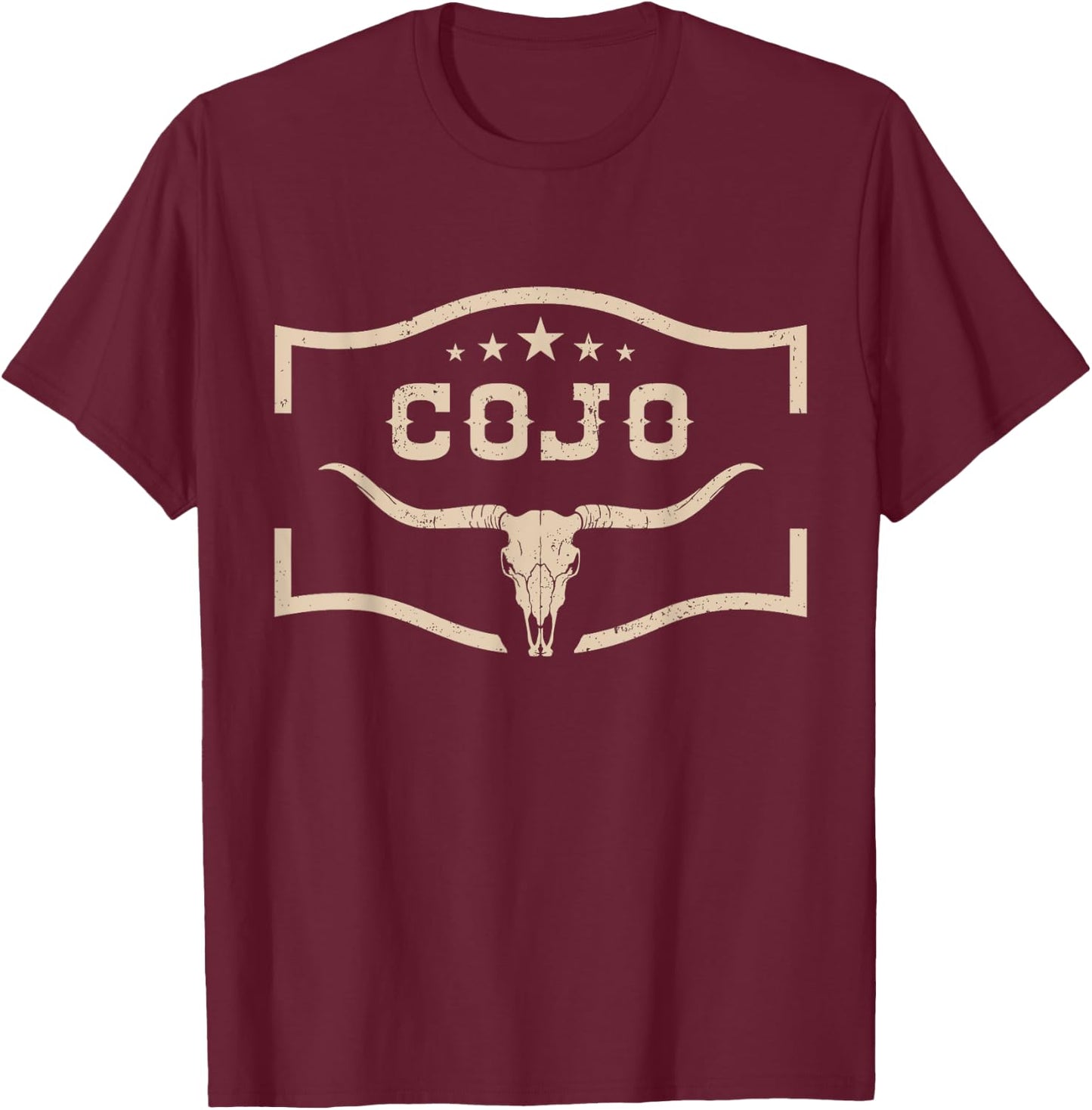 Classic Cojo Cow Name Distressed Vintage Retro Bull-Skull T-Shirt - T-Shirt | Maroon