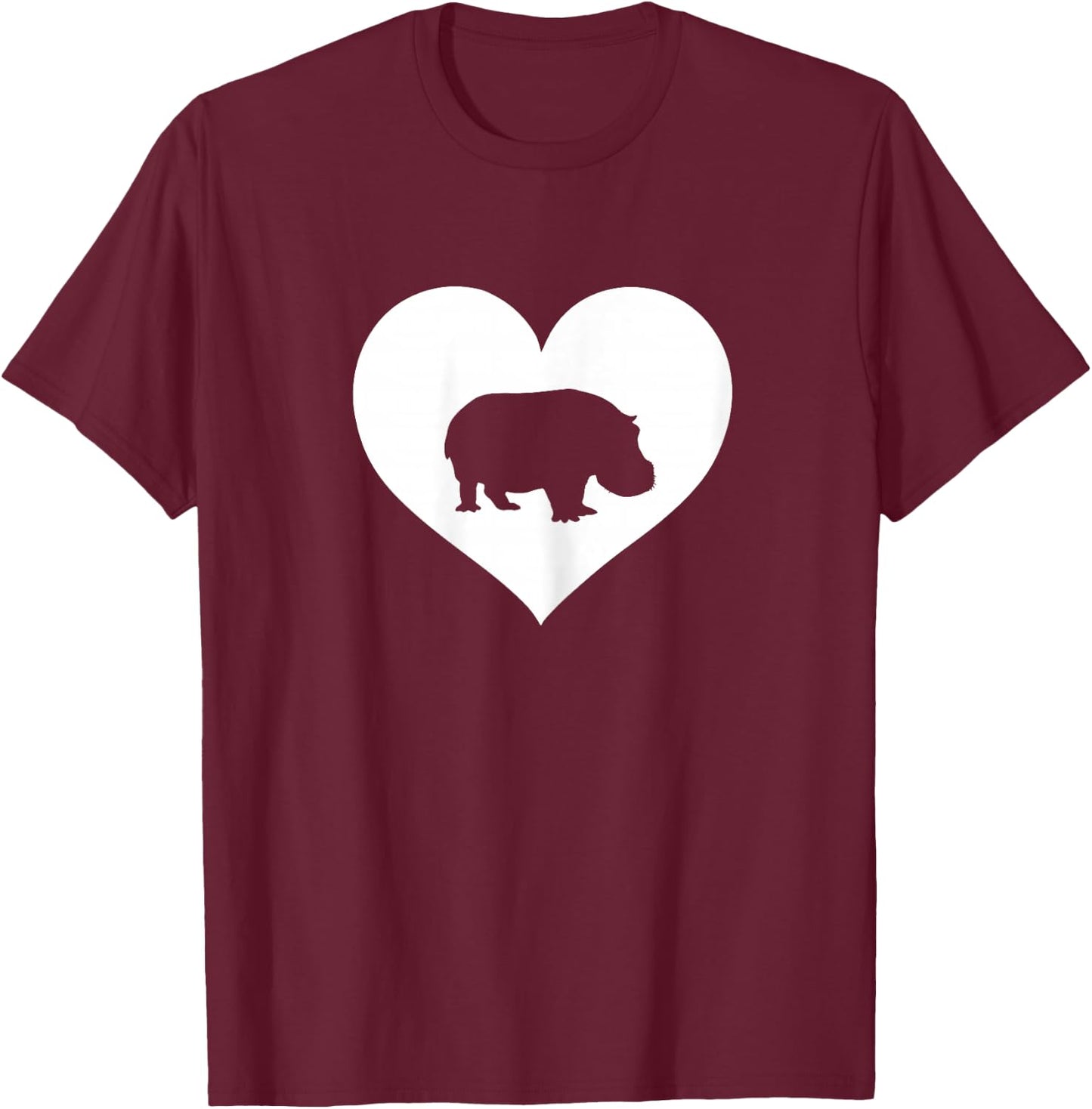 Hippopotamus lover Hippo love heart Teen girls Women Womans T-Shirt - T-Shirt | Maroon