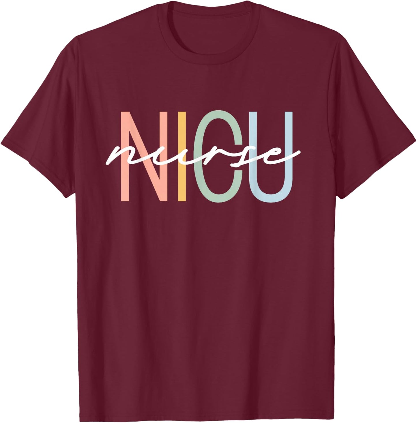NICU Nurse ICU Neonatal Boho Rainbow Team Tiny Humans Retro T-Shirt - T-Shirt | Maroon