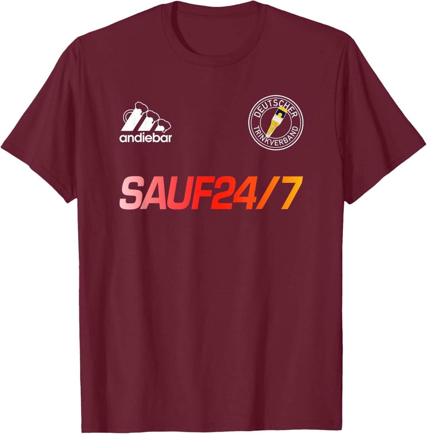 Sauf 24/7 – Soft Jersey X Malle Germany Beer T-Shirt - T-Shirt | Maroon
