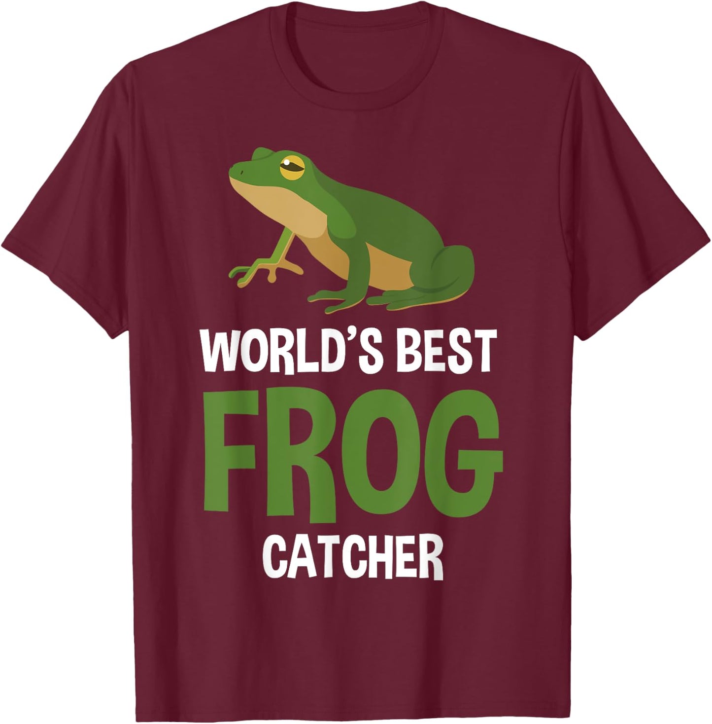 World's Best Frog Catcher Gift Boys Girls Kids Frog Hunter Small T-Shirt - T-Shirt | Maroon