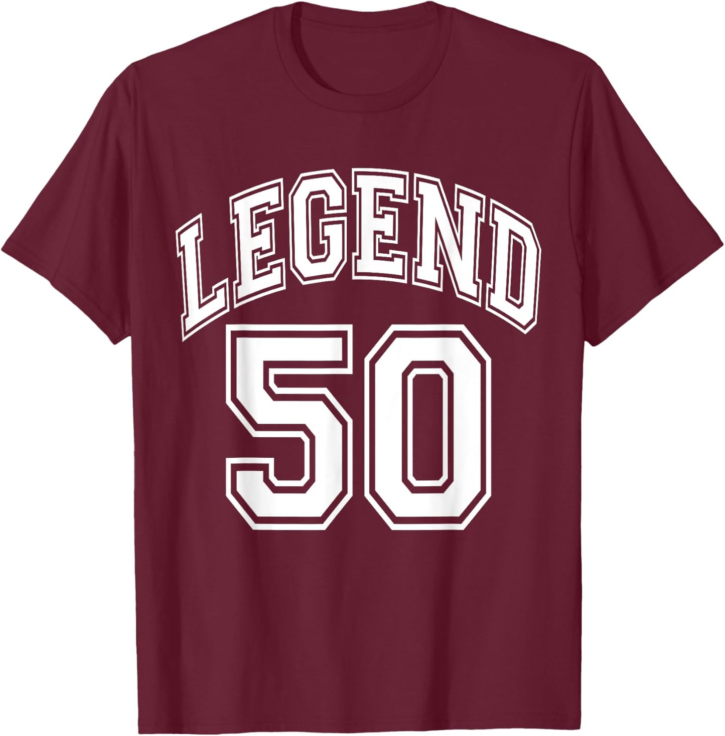 Legend 50 Number Varsity Team - 50th Birthday & 50 Years Old T-Shirt - T-Shirt | Maroon
