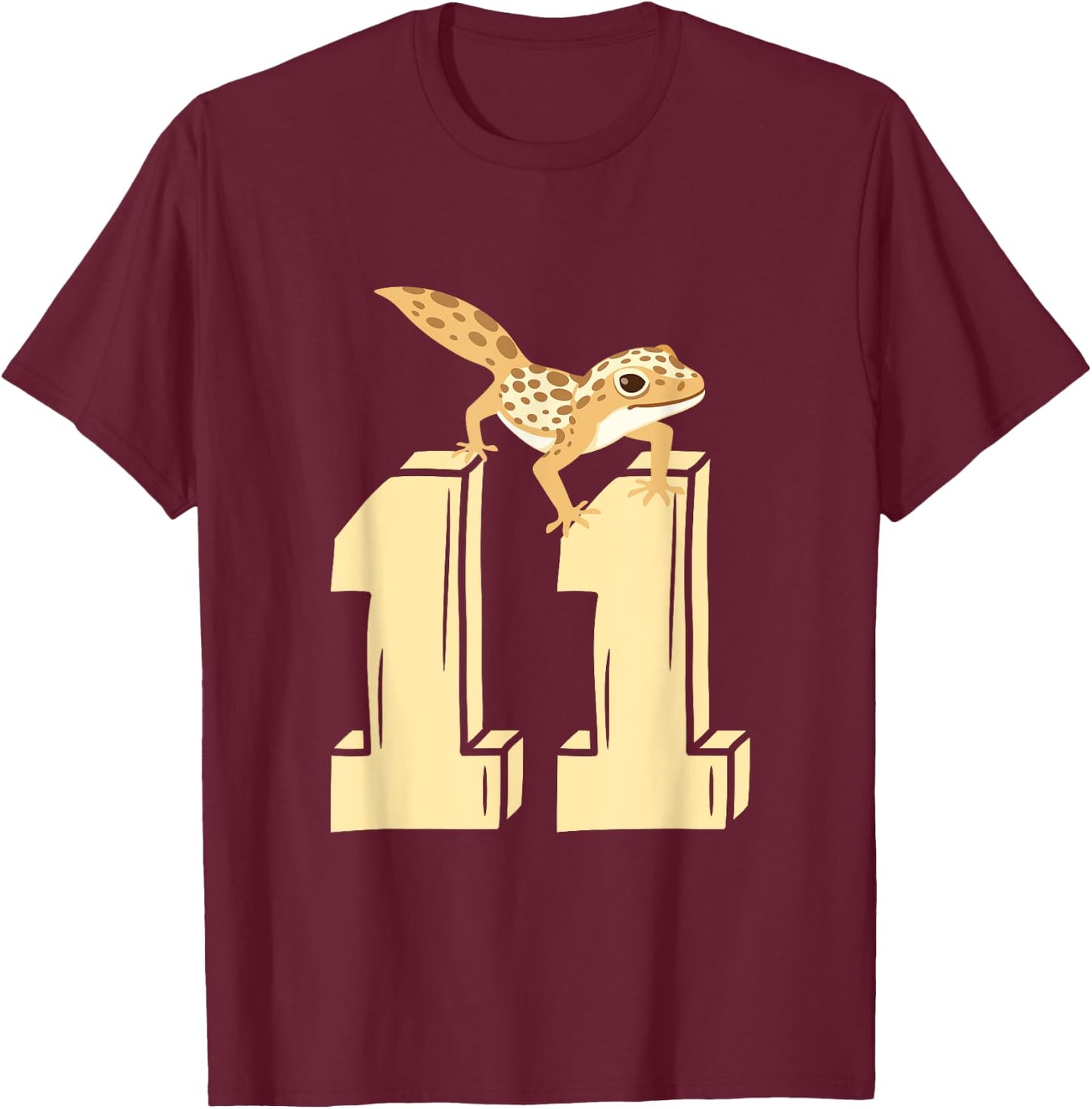 11th Birthday For Boys Gift Funny 11 Years Old Boy Gecko T-Shirt - T-Shirt | Maroon