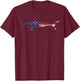 Fishing Gift Mako Shark Fish American Flag USA 4th Of July T-Shirt - T-Shirt | Maroon