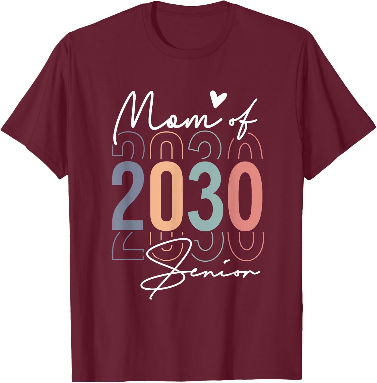 Class of 2030 Mom of a Senior Graduate Retro Graduation Vint T-Shirt - T-Shirt | Maroon