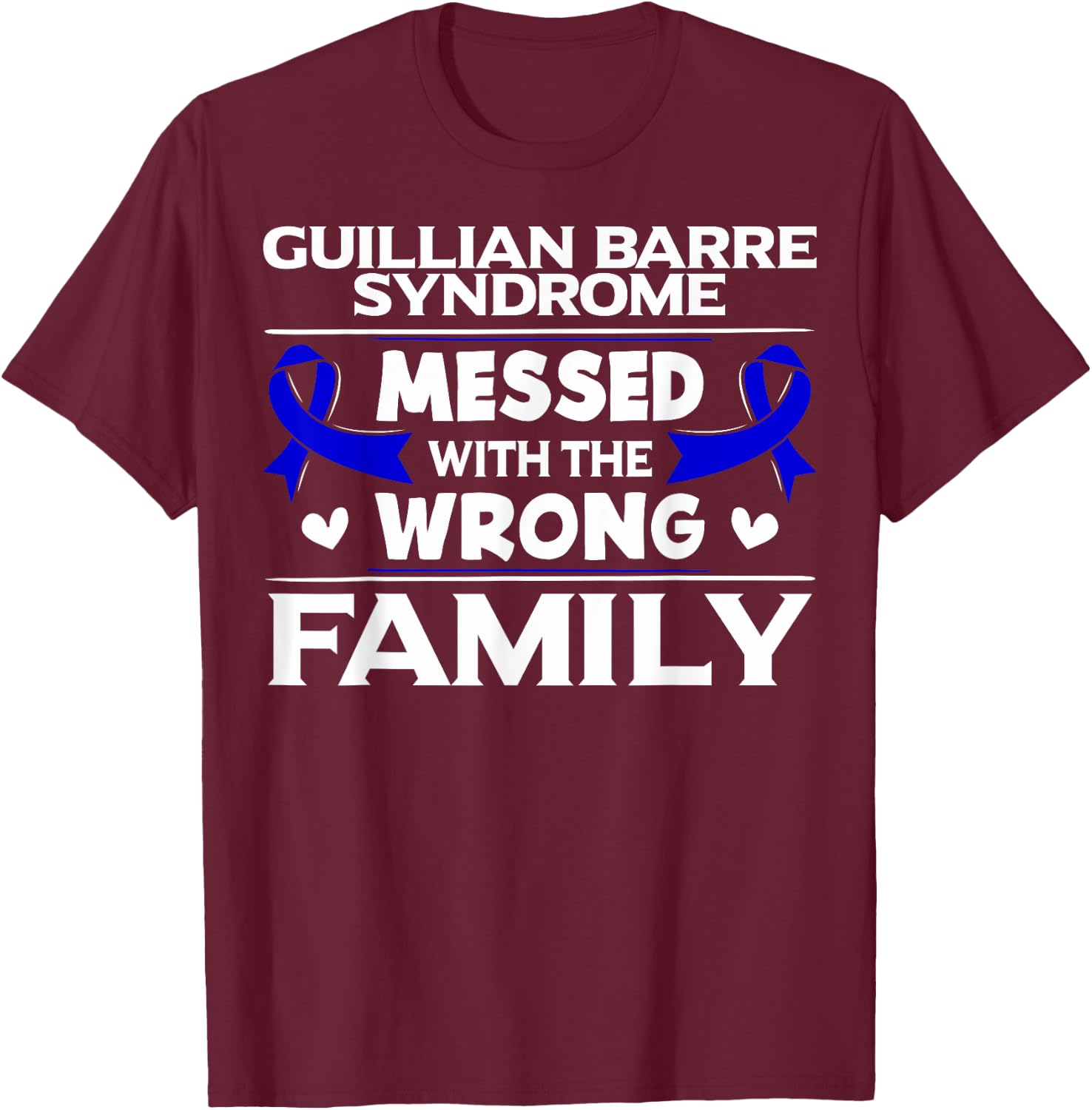 Dark Blue Ribbon - Guillian Barre Syndrome Survivor T-Shirt - T-Shirt | Maroon