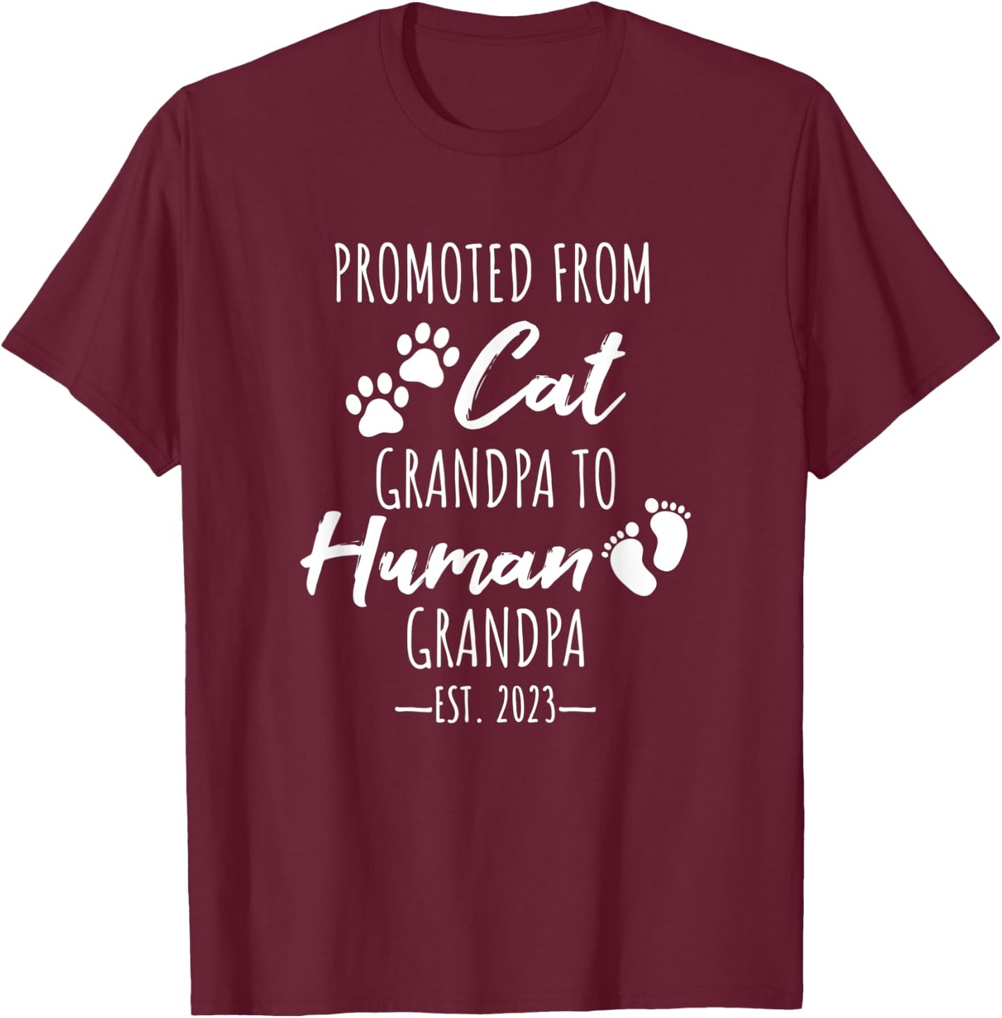 From Cat Grandpa to Human Grandpa, Pregnancy Announcement T-Shirt - T-Shirt | Maroon