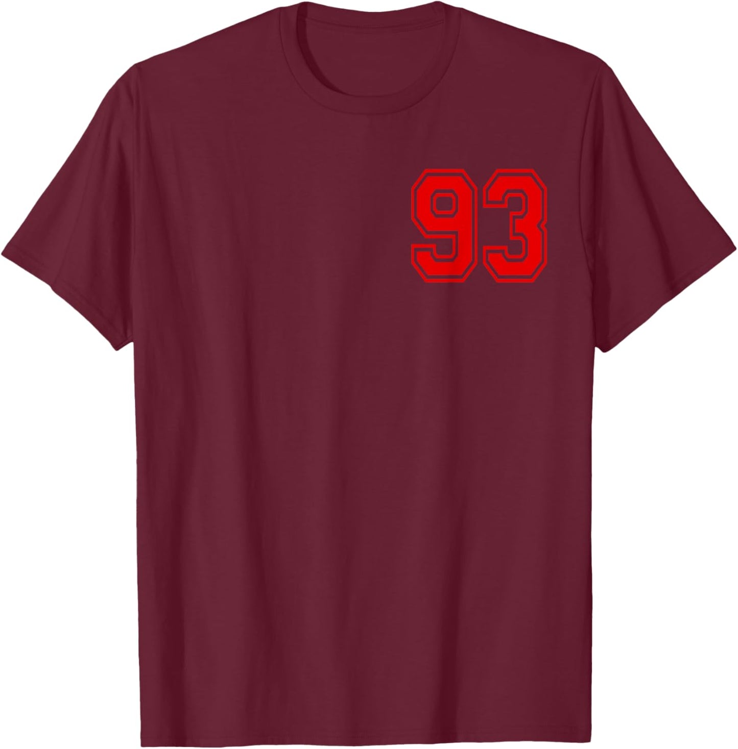 Numéro 93 Red Sports Team Style T-Shirt - T-Shirt | Maroon