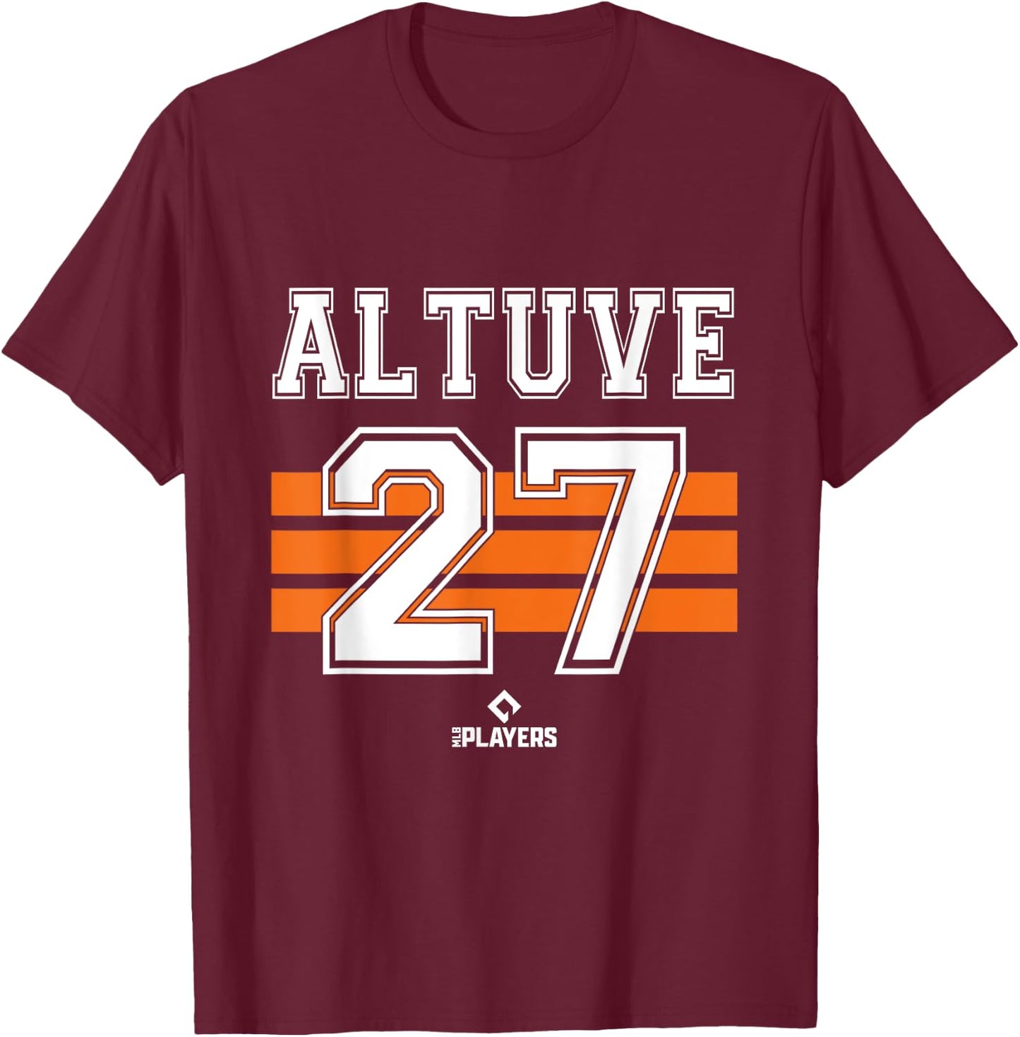 Jose Altuve 27 Houston Texas Baseball MLB Players T-Shirt - T-Shirt | Maroon