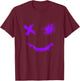 Purple Graphic Party Face Rough Style Smile Face Purple , black T-Shirt - T-Shirt | Maroon