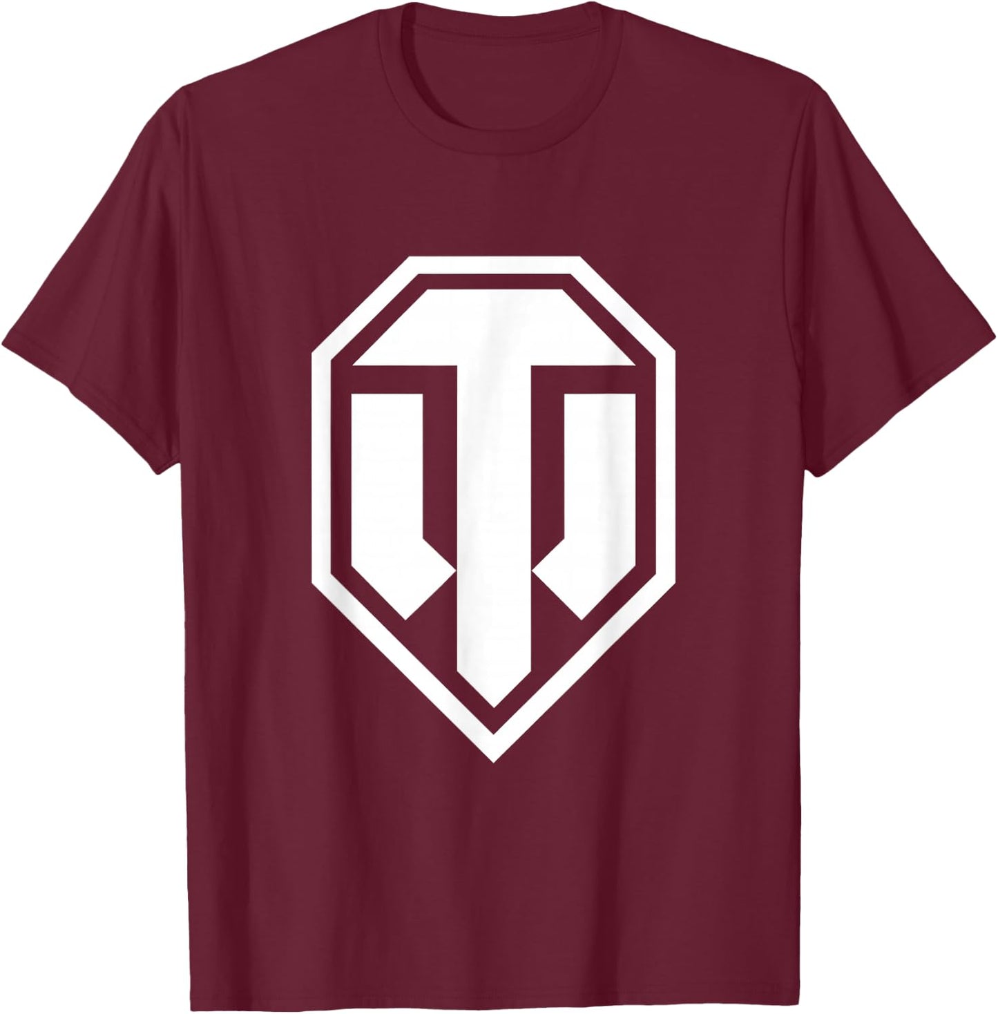 World of Tanks Logo (white) , black T-Shirt - T-Shirt | Maroon