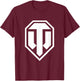 World of Tanks Logo (white) , black T-Shirt - T-Shirt | Maroon