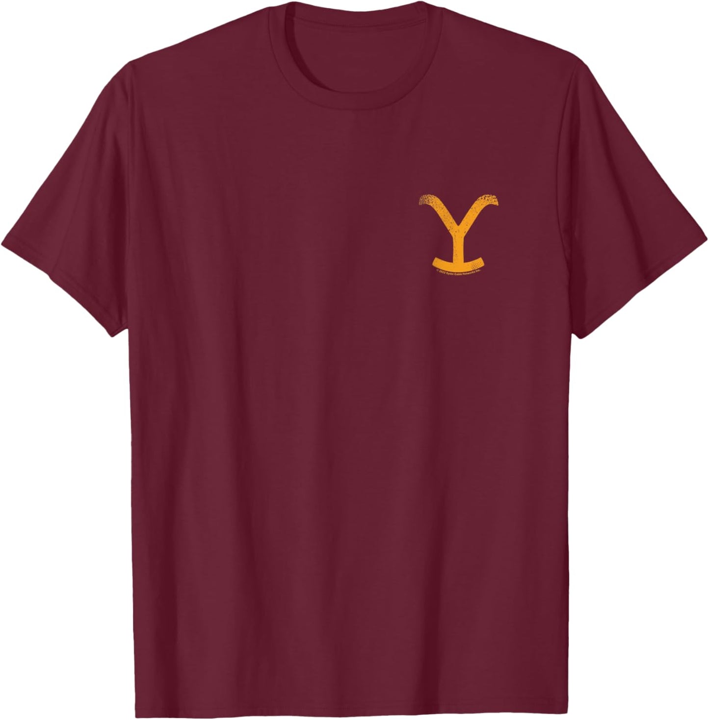 Yellowstone Y Symbol Front Left Chest , black T-Shirt - T-Shirt | Maroon