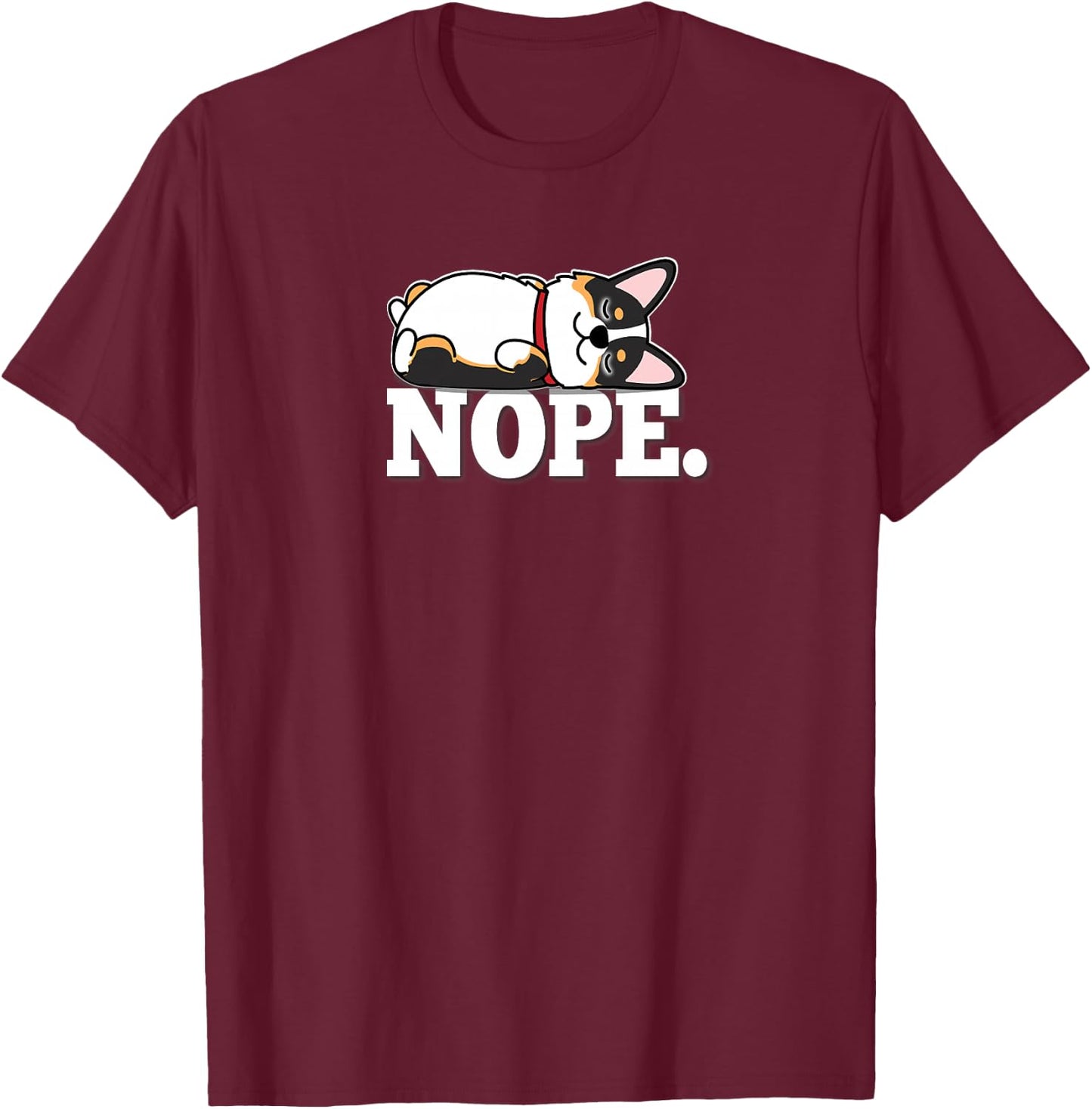 Kawaii Nap Sleep Nope Black Tricolor Corgi Lover Premium T-Shirt - T-Shirt | Maroon