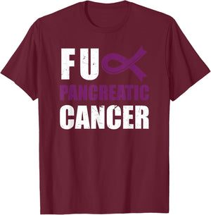 FU Pancreatic Cancer | Awareness Ribbon Purple T-Shirt - T-Shirt | Maroon