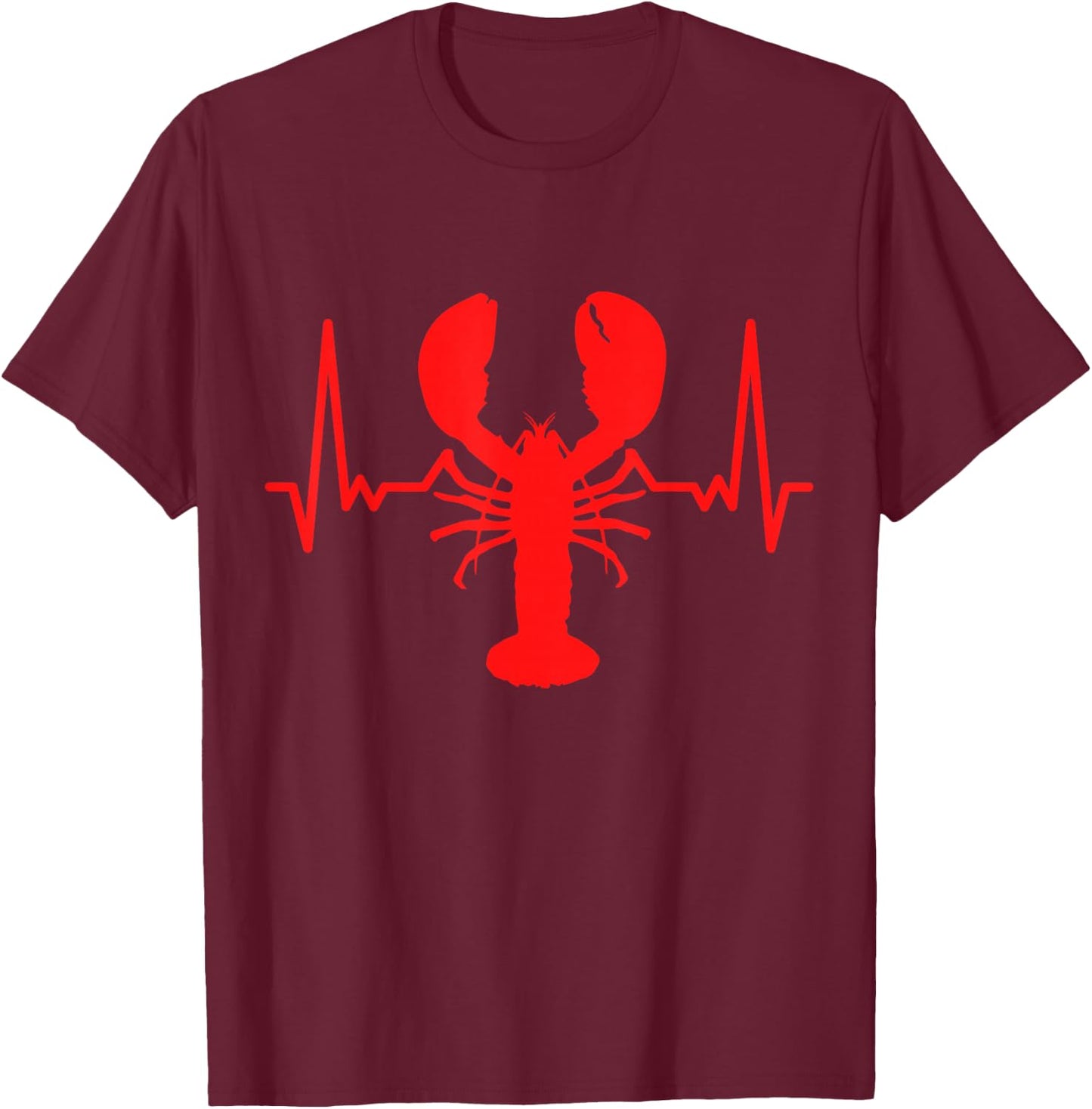 Heartbeat Lobster Enthusiast Seafood Lover T-Shirt - T-Shirt | Maroon