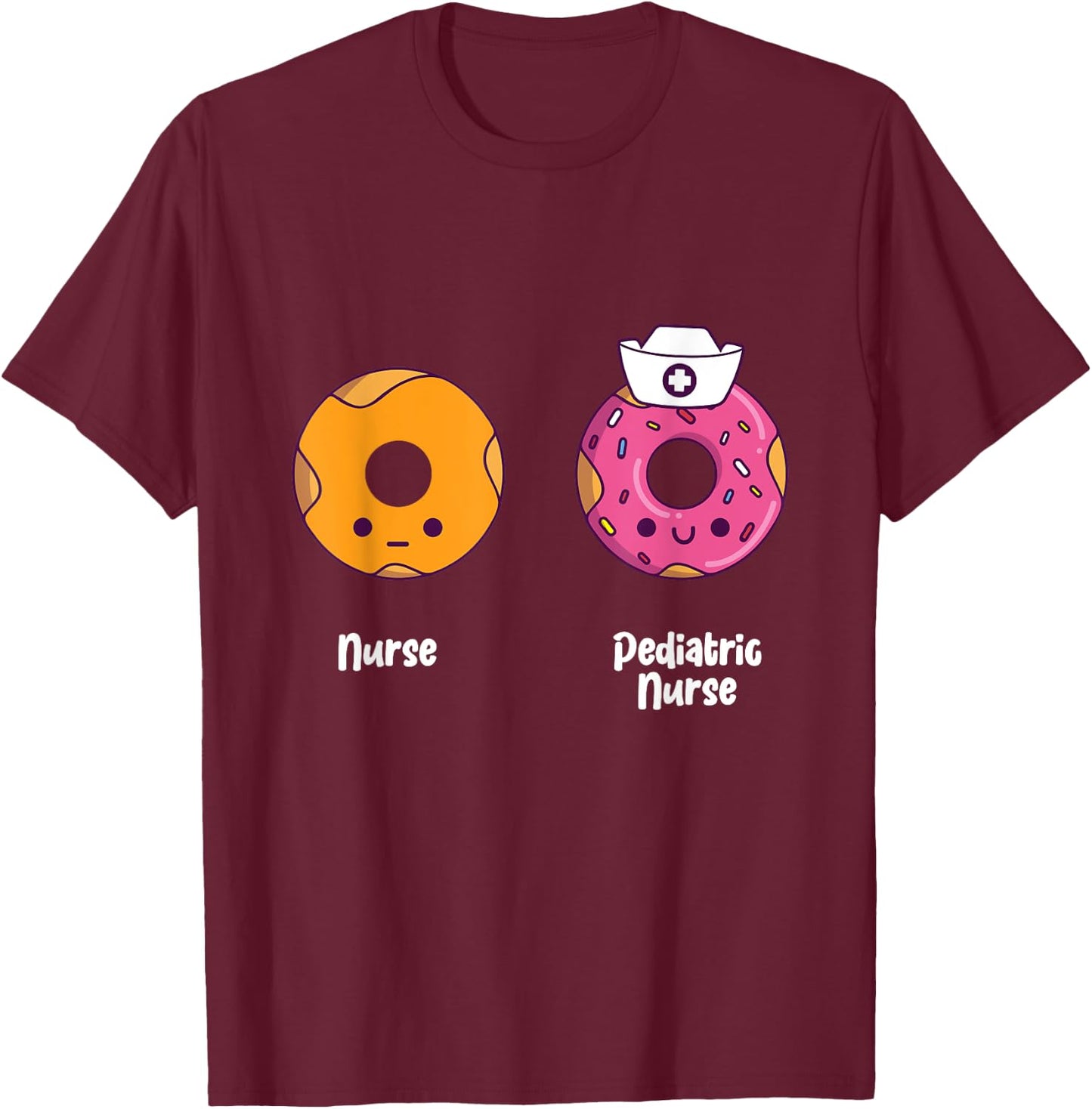 Kawaii Donut Children's Nurse And Nurse T-Shirt - T-Shirt | Maroon