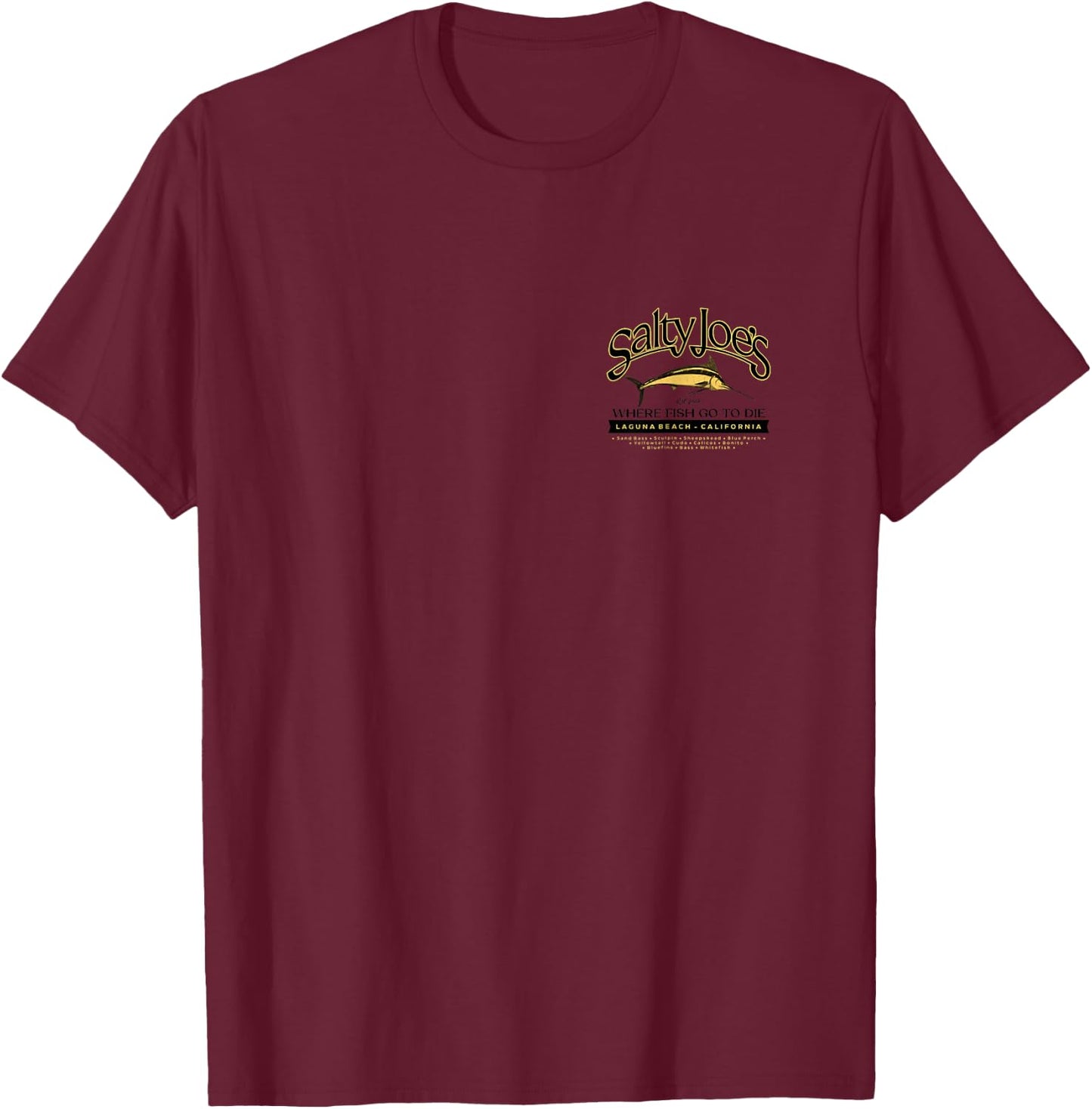 Salty Joe's Fish Count Logo Graphic T-Shirt - T-Shirt | Maroon