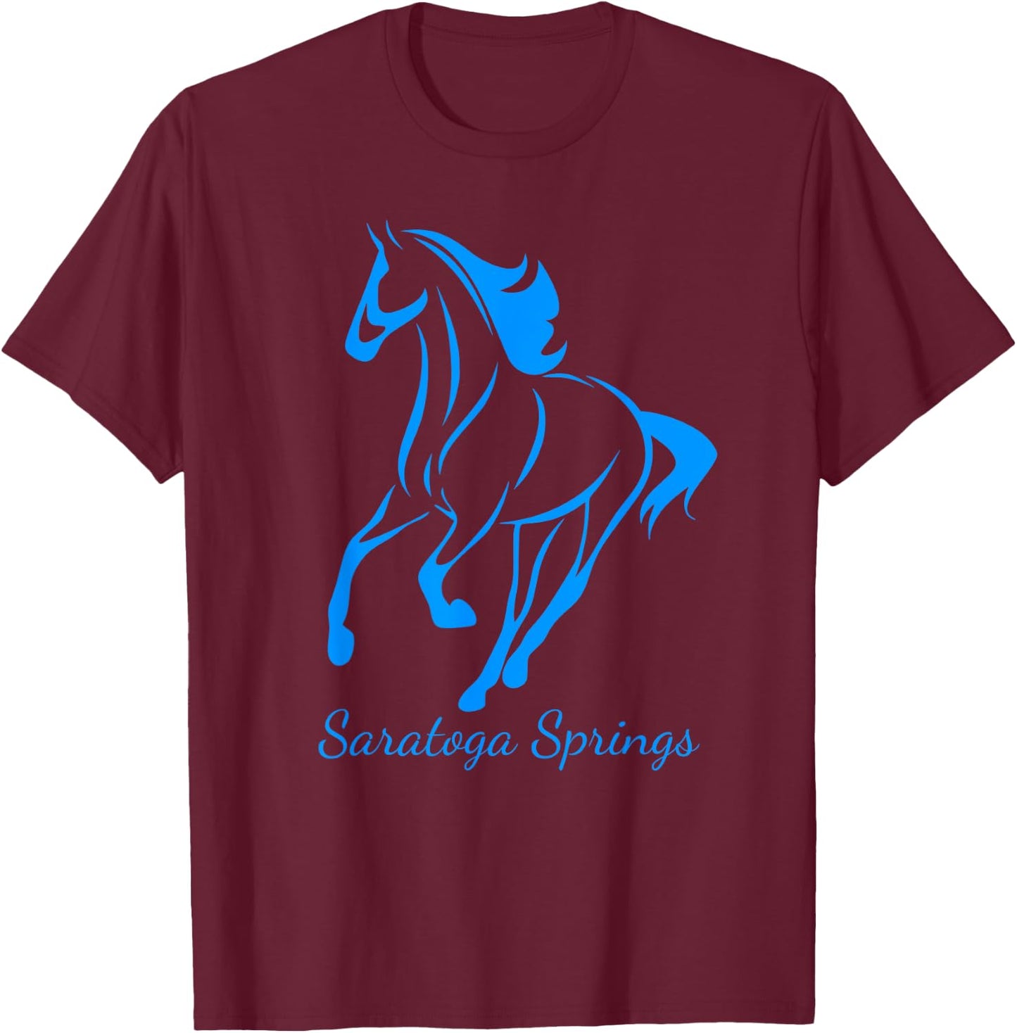 Saratoga Springs Upstate New York Horse Racing T-Shirt - T-Shirt | Maroon