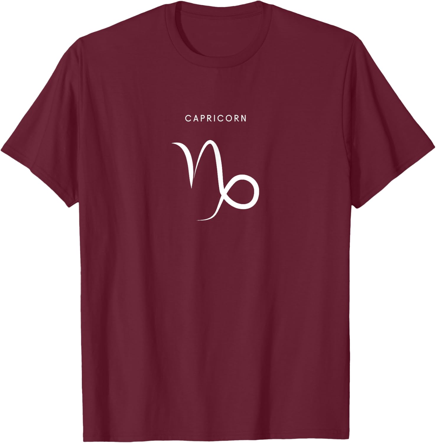 Capricorn Goat - Minimalist Zodiac Sign T-Shirt - T-Shirt | Maroon