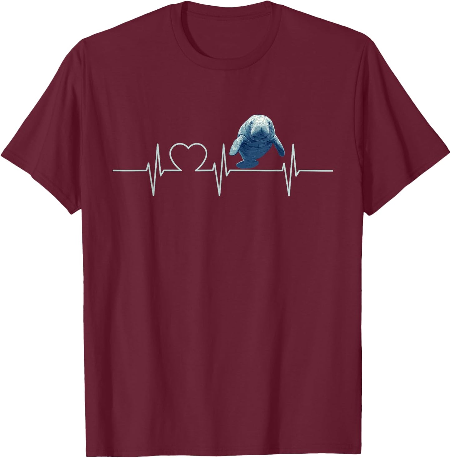 Manatees Manatee Heartbeat T-Shirt - T-Shirt | Maroon