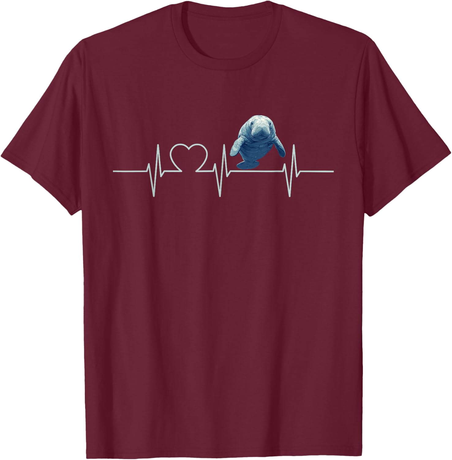 Manatees Manatee Heartbeat T-Shirt - T-Shirt | Maroon