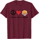 Frieden, Liebe Langos Retro Niedlich Langos Liebhaber Essen Liebhaber T-Shirt - T-Shirt | Maroon