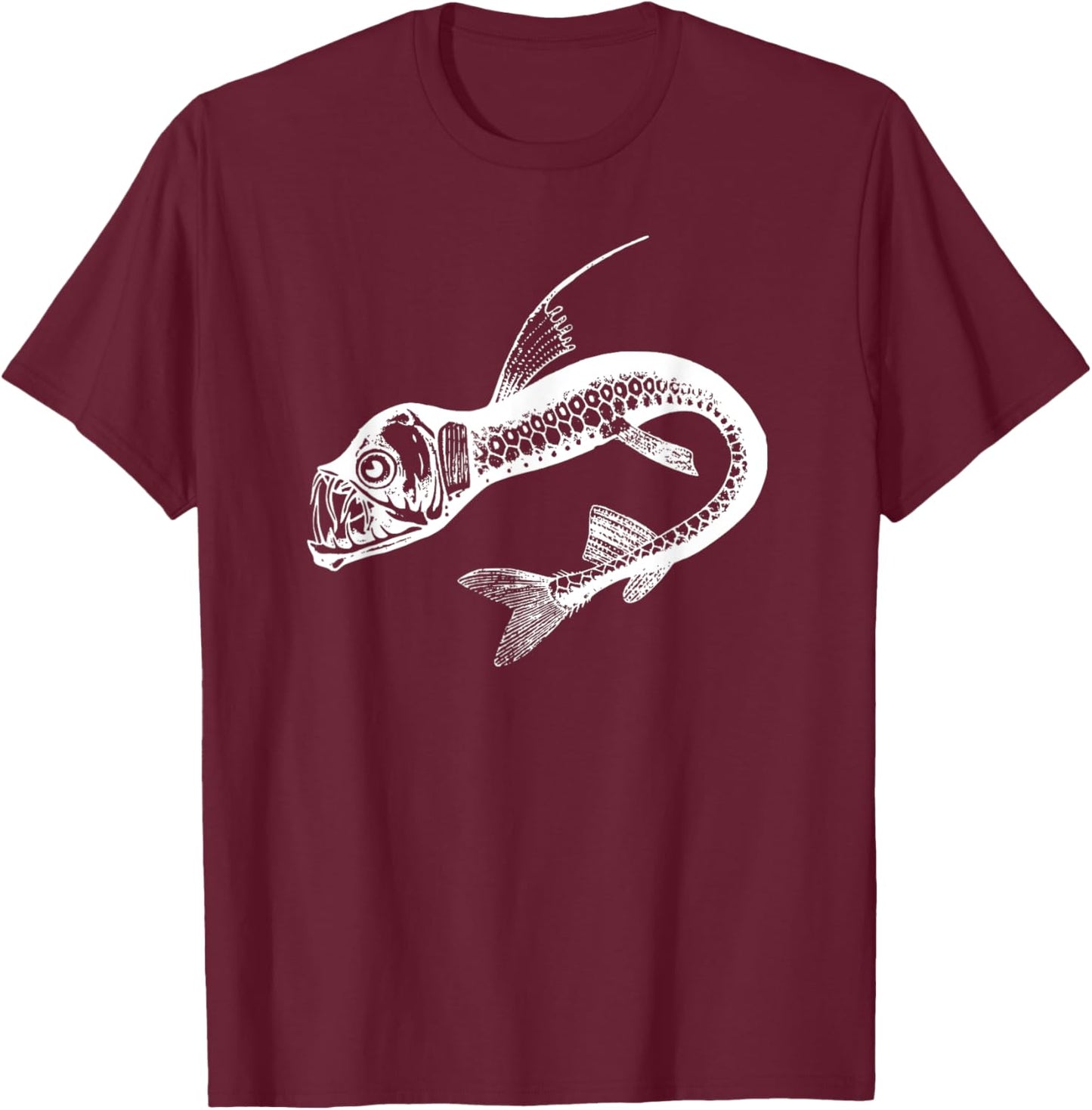 Viperfish Deep Sea Monster Shirt - Viper Fish Anglerfish T-Shirt - T-Shirt | Maroon