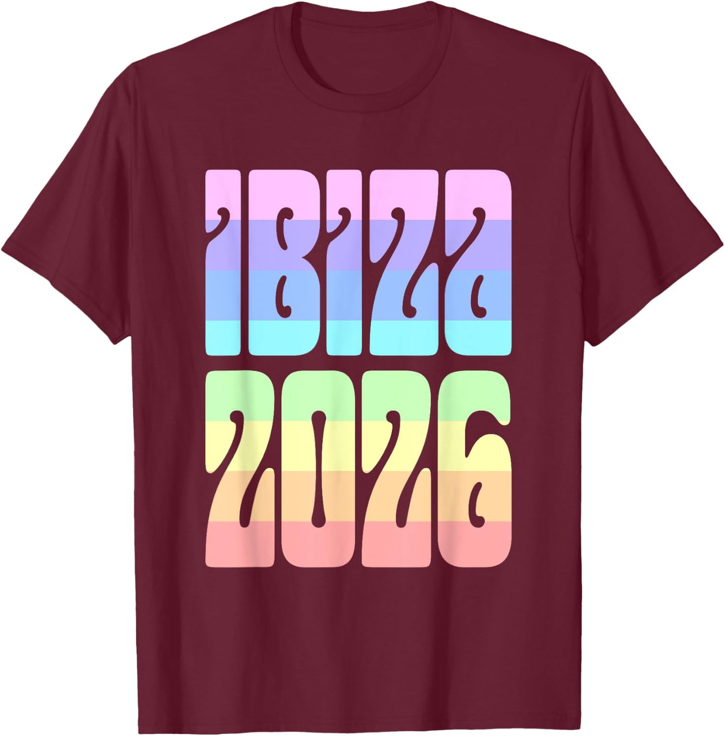 Ibiza Pastel Evening 2026 T-Shirt - T-Shirt | Maroon