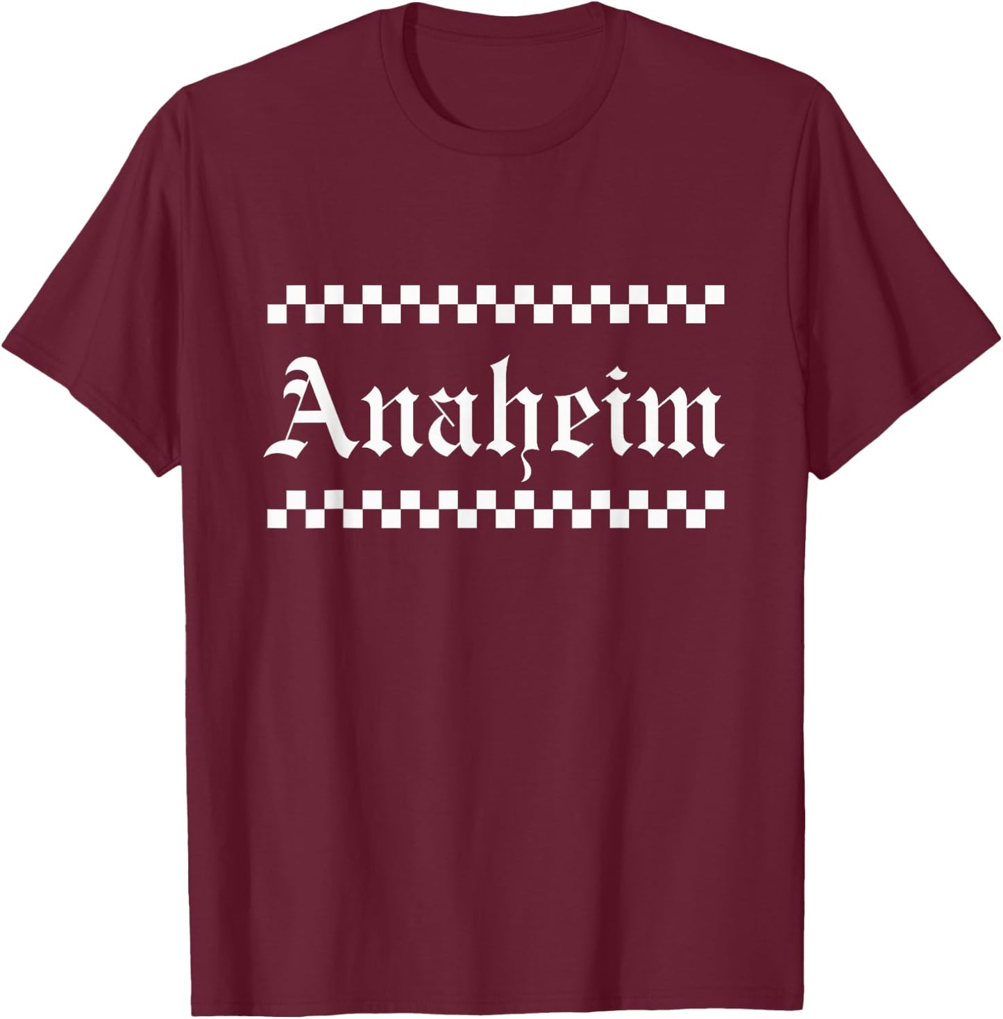 Anaheim Black White Checkerboard T-Shirt - T-Shirt | Maroon