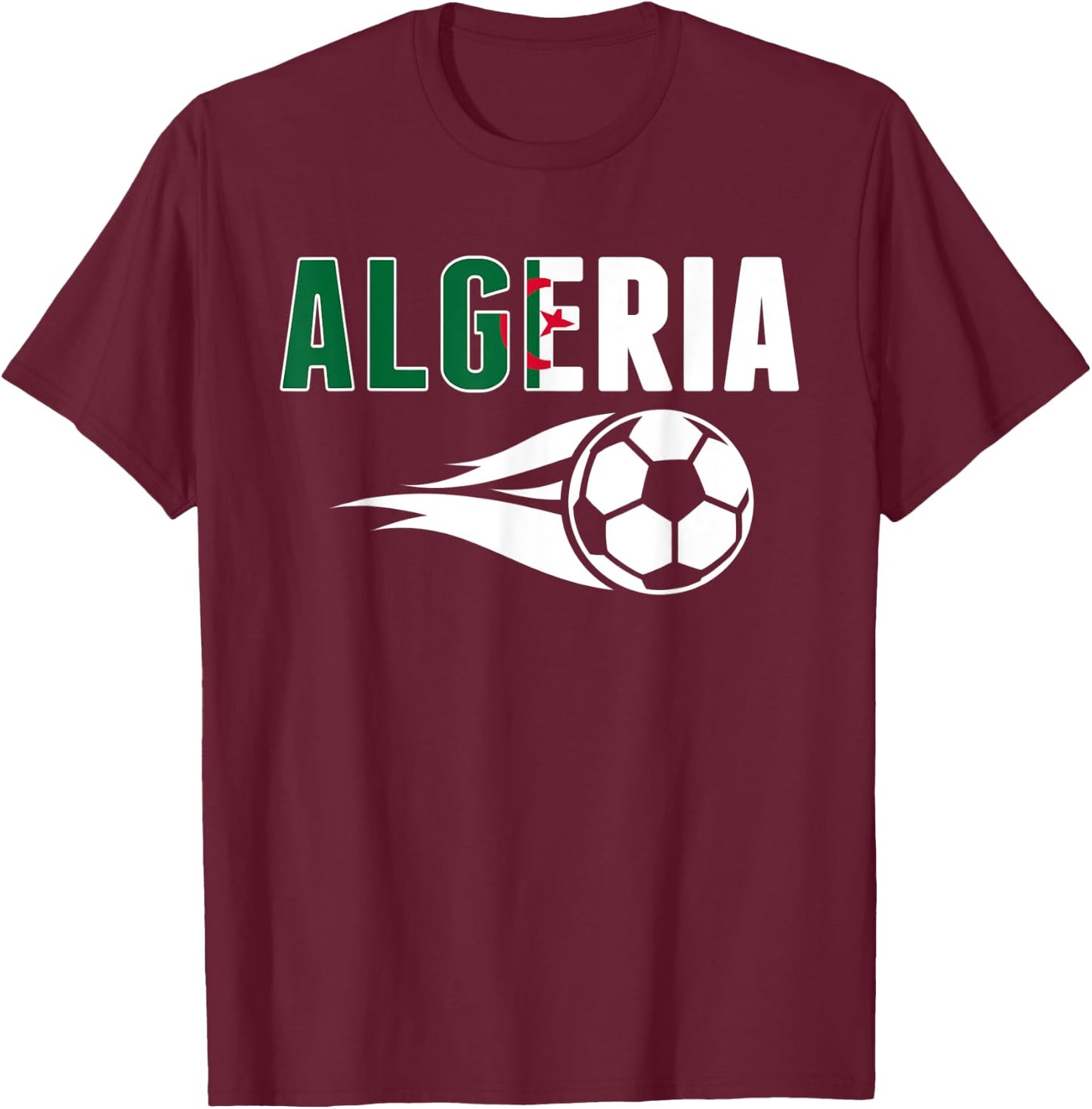 Algerien Fußball-Fans Trikot – algerische Flagge Fußballliebhaber T-Shirt - T-Shirt | Maroon