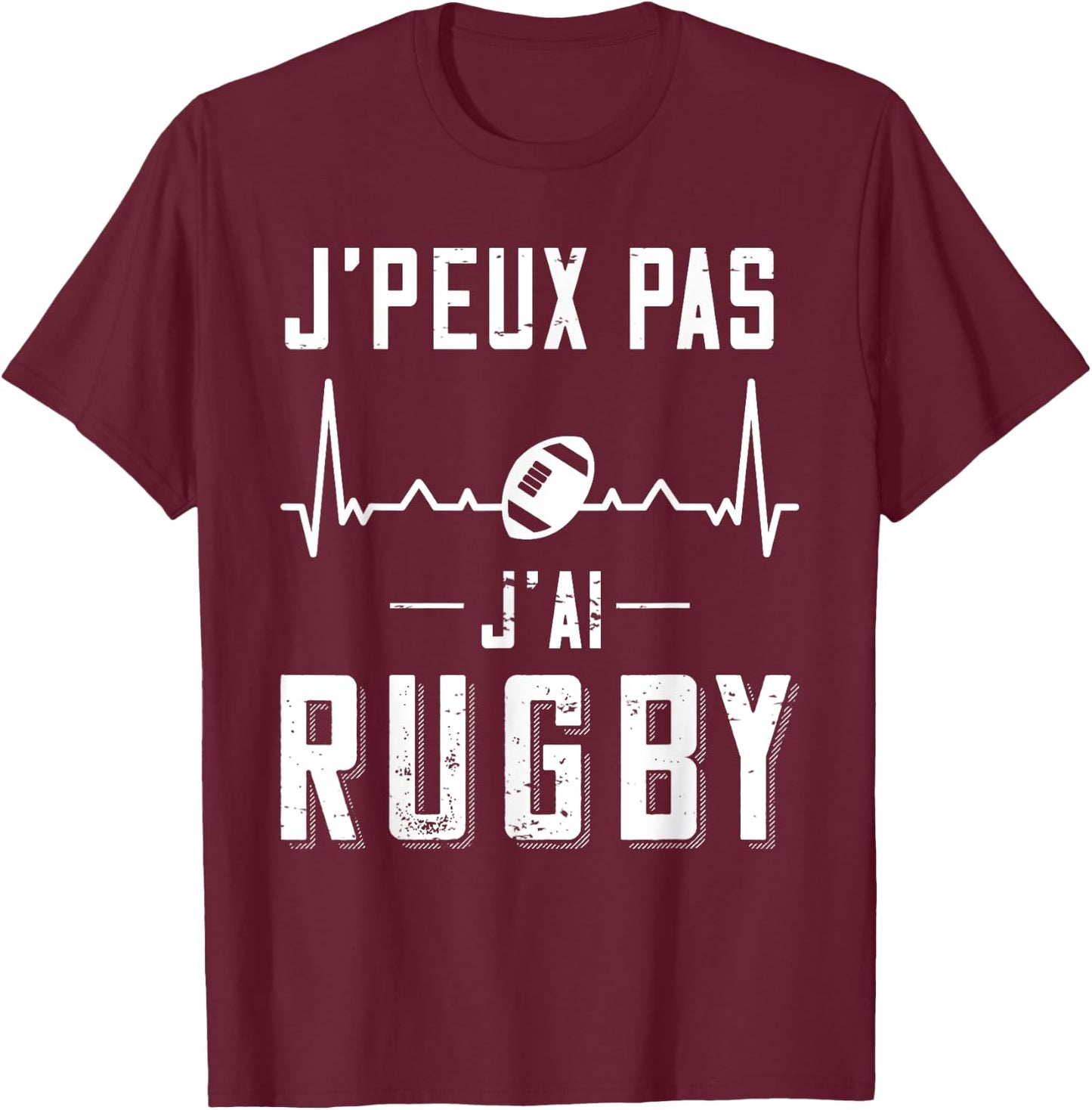 Rugby Player Jersey "J'Peux pas j'ai Rugby ", Black T-Shirt - T-Shirt | Maroon