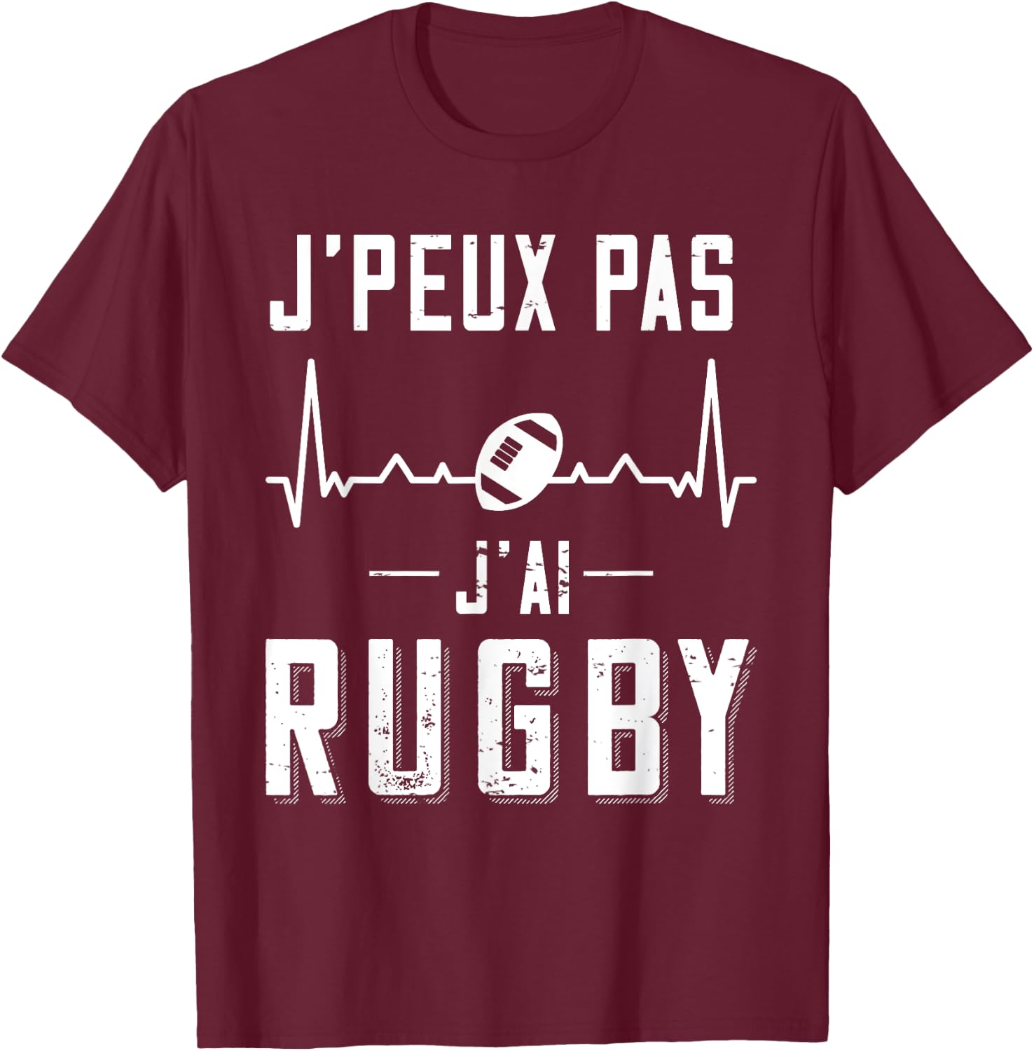 Rugby Player Jersey "J'Peux pas j'ai Rugby ", Black T-Shirt - T-Shirt | Maroon
