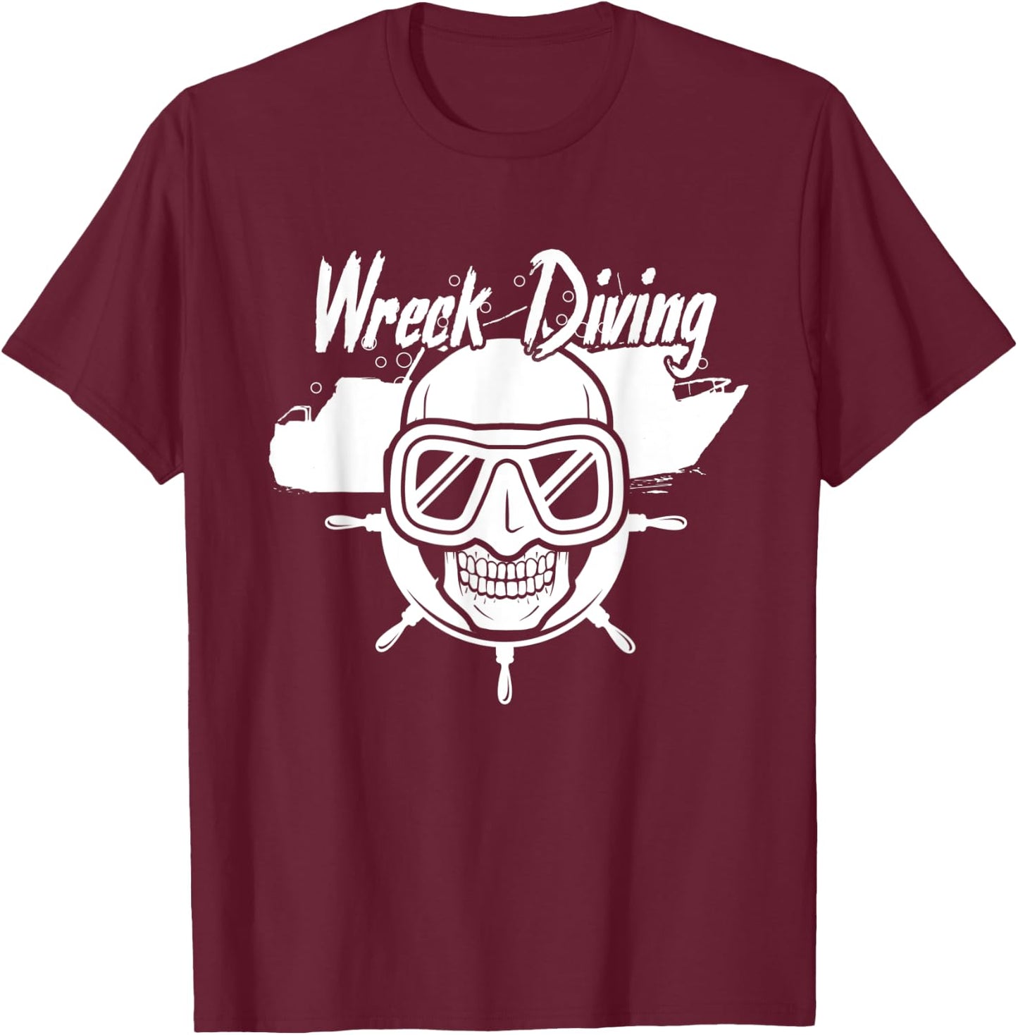 Wreck Diving Ocean Freediving Sea Skull Dive Gift T-Shirt - T-Shirt | Maroon